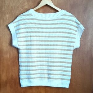 Blu Pepper Crew Neck Cap Sleeve Striped Sweater Size S